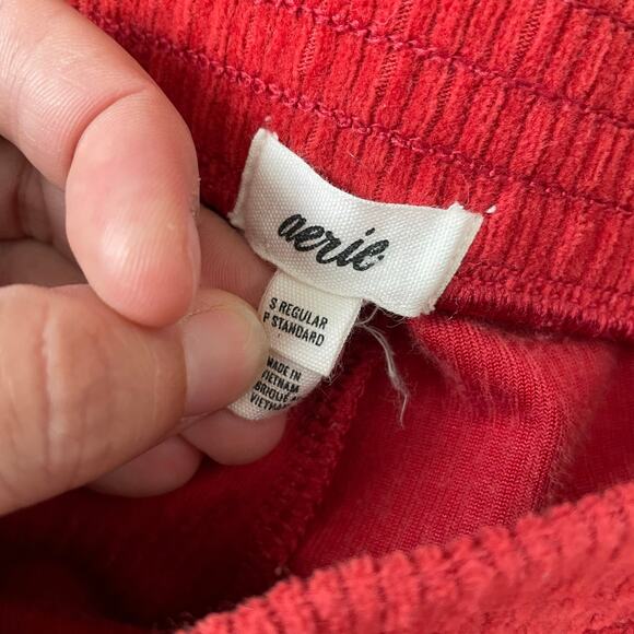 Aerie Groove-On Ribbed Velour Corduroy Flare Pant sundried red sz S - Picture 10 of 11